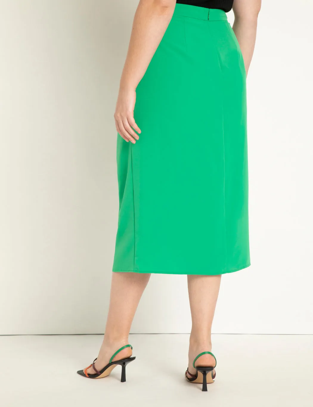 Ruched Front Skirt in Fern Green