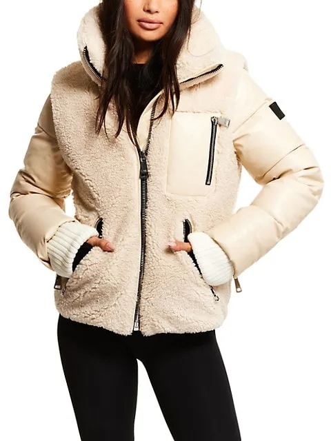 Sam.
 Wylie Vegan Leather & Sherpa Puffer Jacket