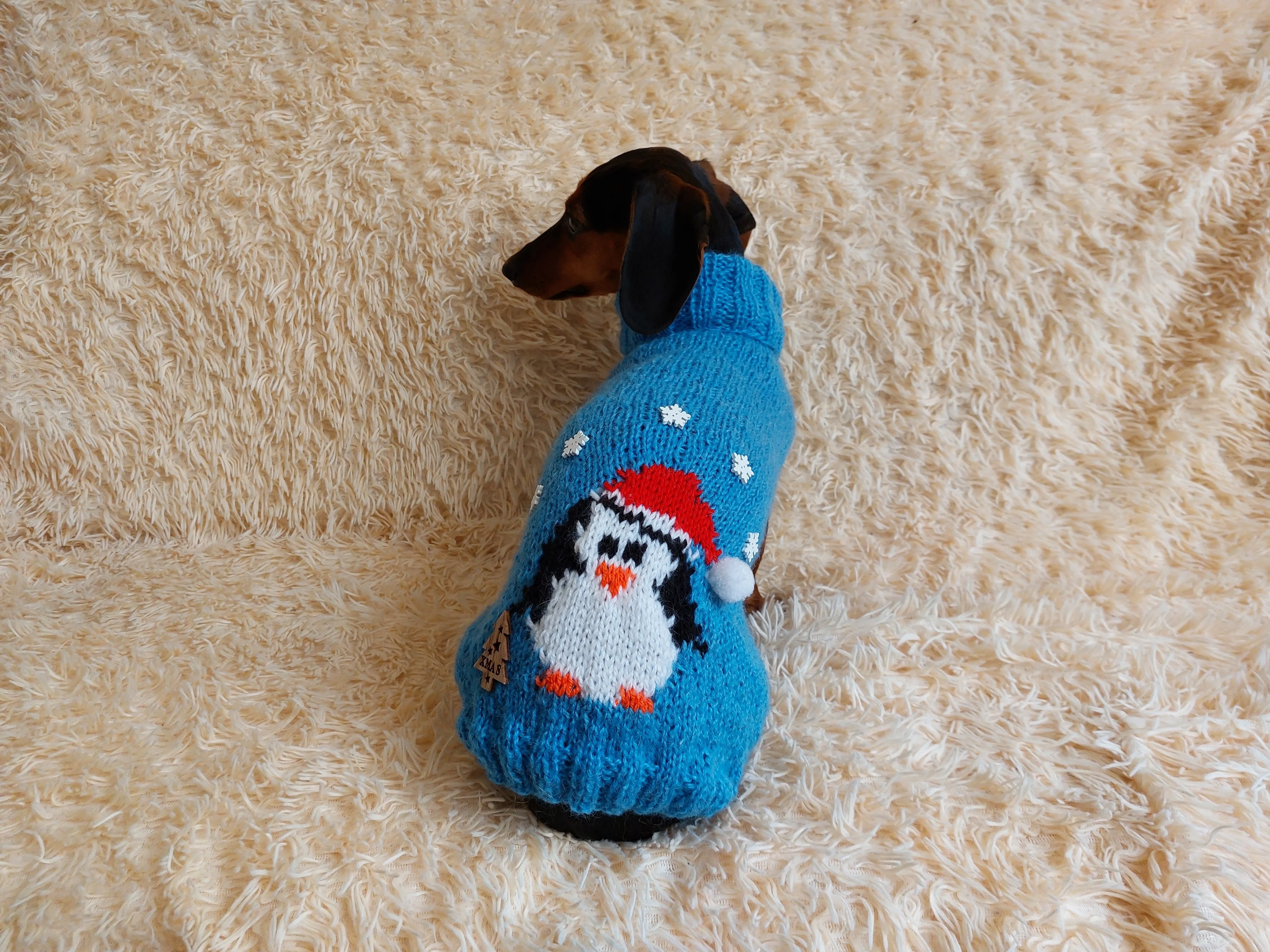 Santa penguin christmas pet clothes,christmas dog jumper,Christmas sweater for little dachshund