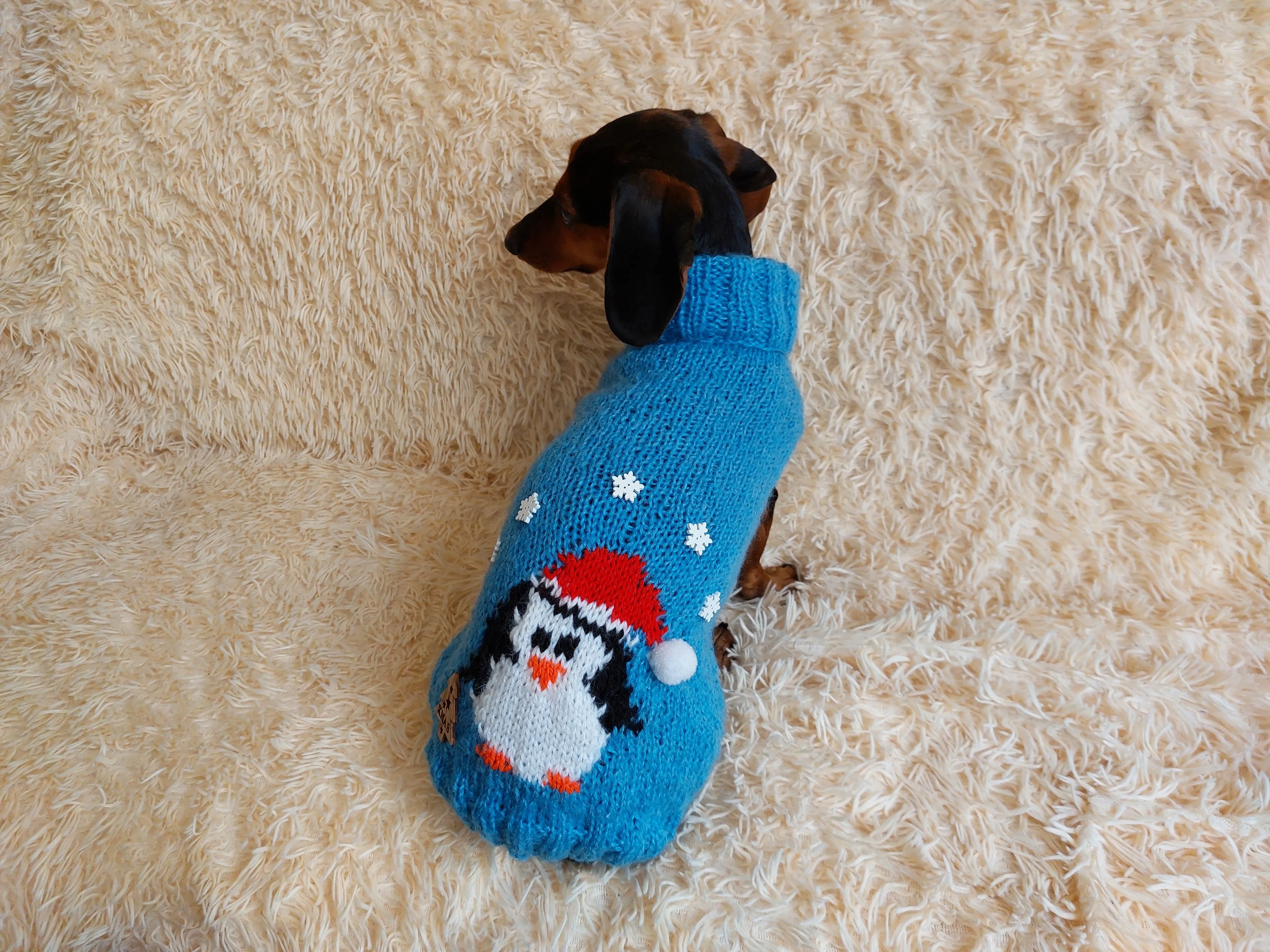 Santa penguin christmas pet clothes,christmas dog jumper,Christmas sweater for little dachshund