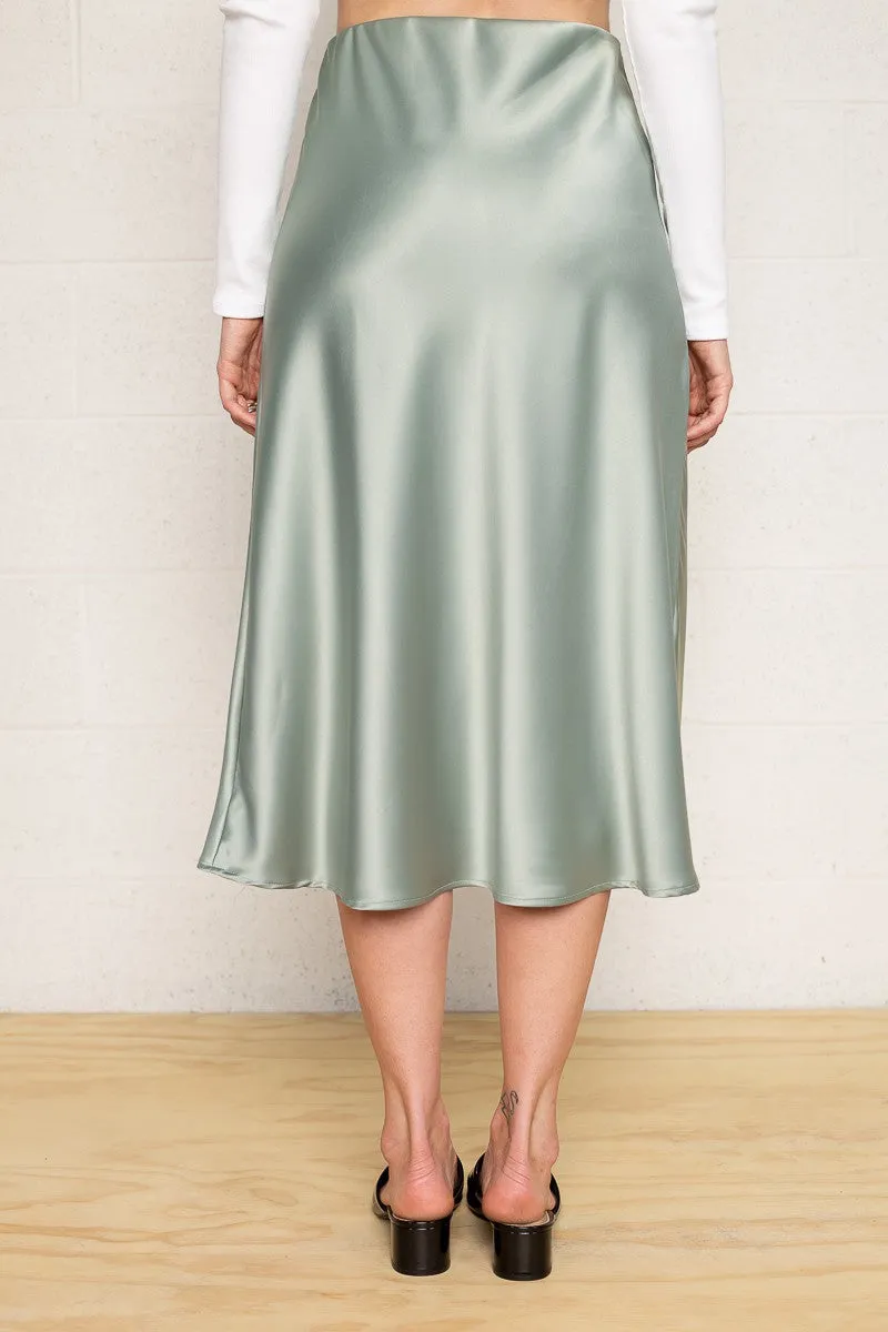 Sarah Satin Midi Skirt - Plus Size
