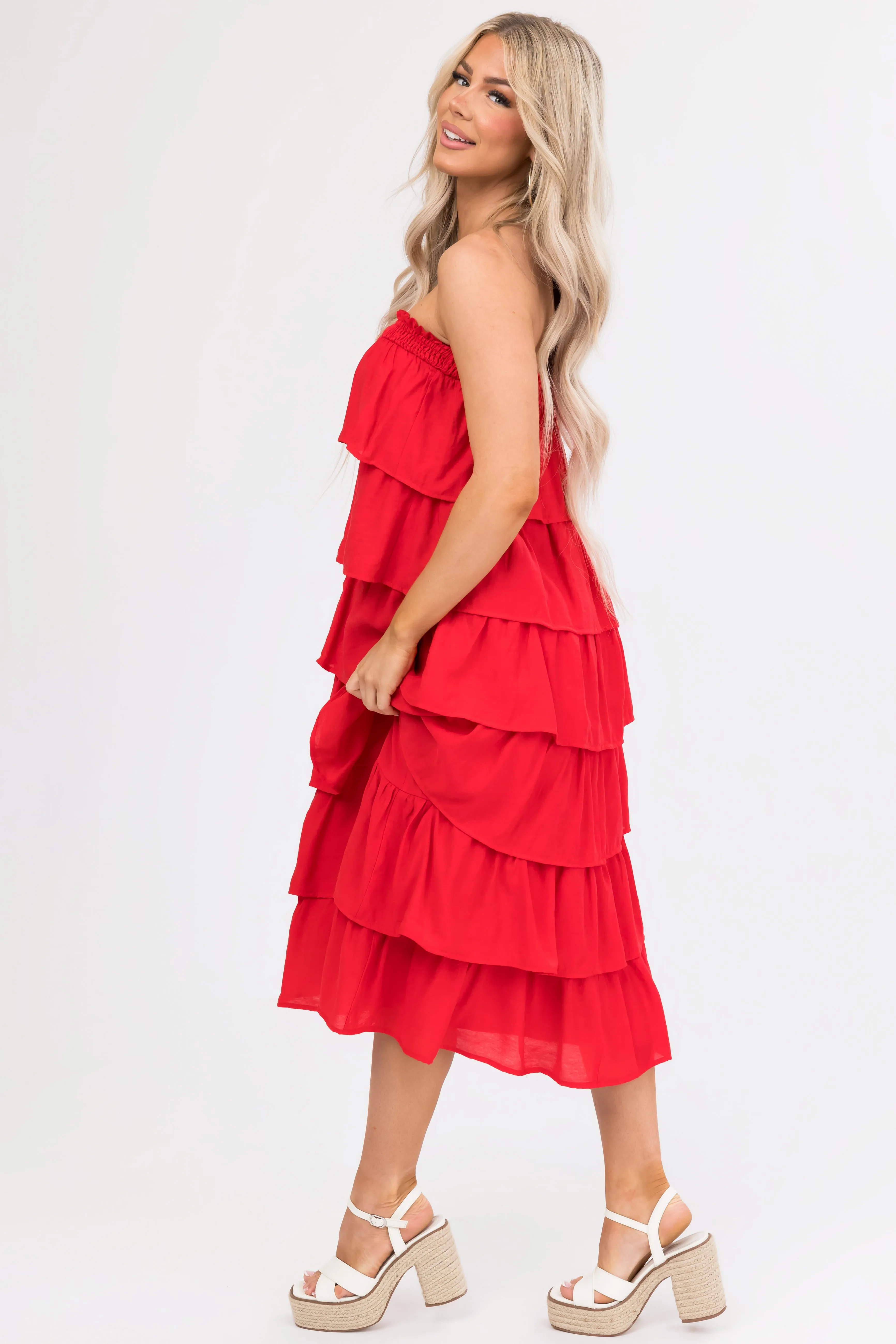 Scarlet Ruffle Convertible Maxi Skirt Midi Dress