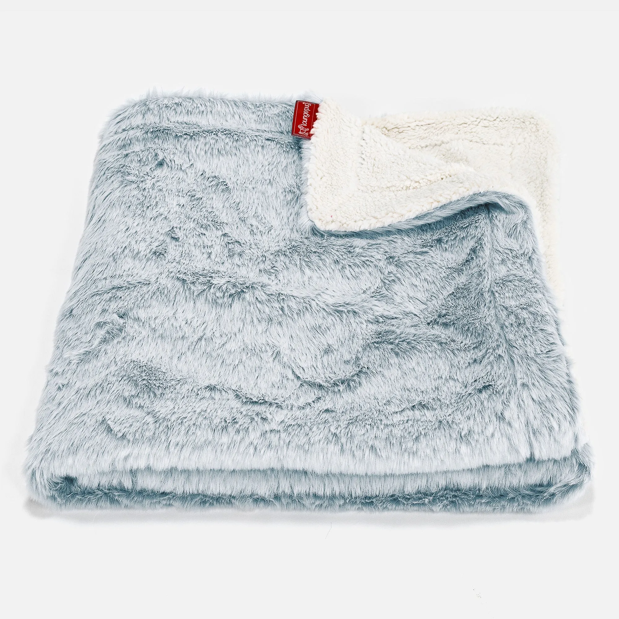 Sherpa Throw / Blanket - Fluffy Faux Fur Rabbit Dusty Blue