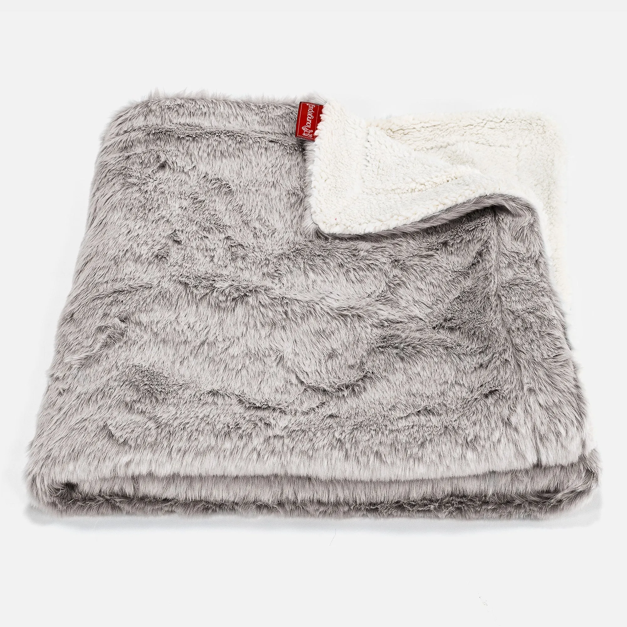 Sherpa Throw / Blanket - Fluffy Faux Fur Rabbit Light Grey