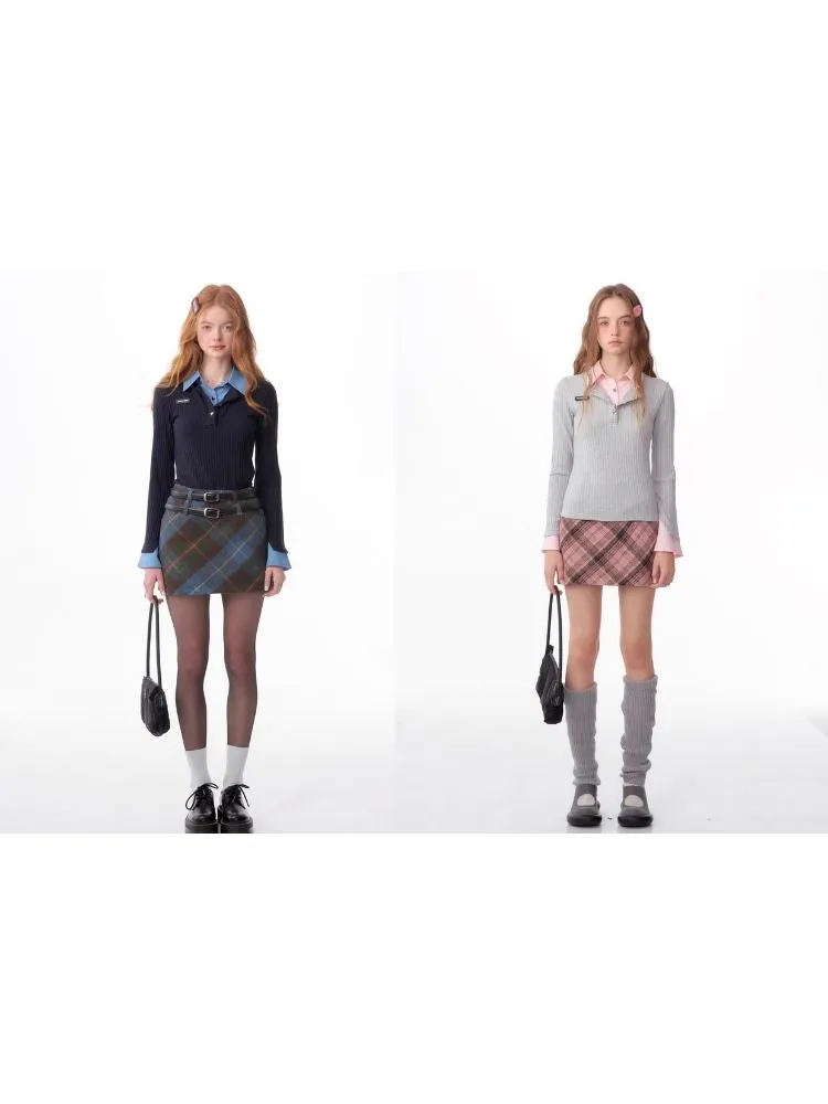 slim-fitting polo collar sweater