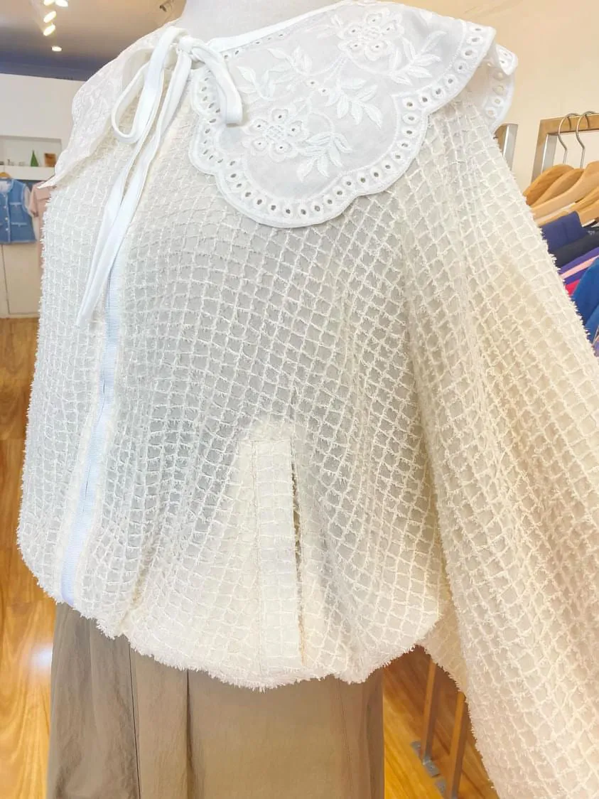 Sparkly grid pattern cardigan