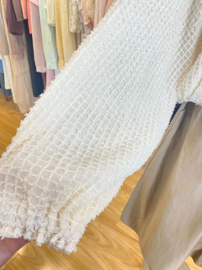 Sparkly grid pattern cardigan