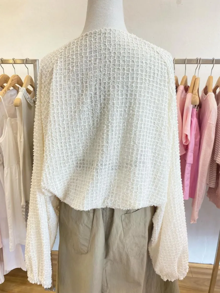 Sparkly grid pattern cardigan
