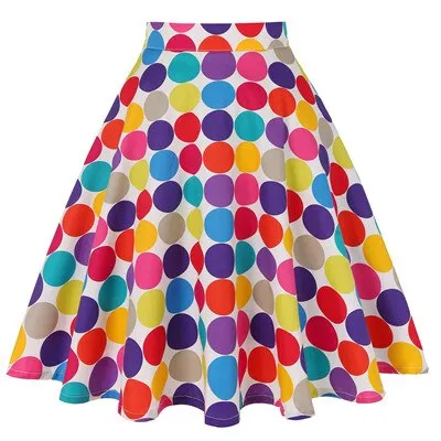 Sunflower Summer Pleated Skirts Womans Saias Midi Faldas 50s 1950s Vintage Women Big Swing Housewife Rockabilly Party Skirt