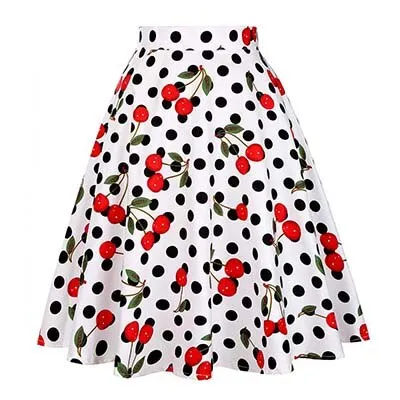 Sunflower Summer Pleated Skirts Womans Saias Midi Faldas 50s 1950s Vintage Women Big Swing Housewife Rockabilly Party Skirt