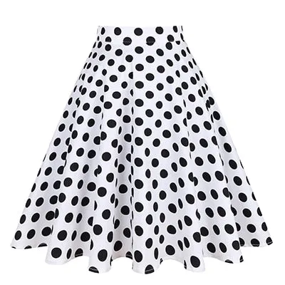 Sunflower Summer Pleated Skirts Womans Saias Midi Faldas 50s 1950s Vintage Women Big Swing Housewife Rockabilly Party Skirt