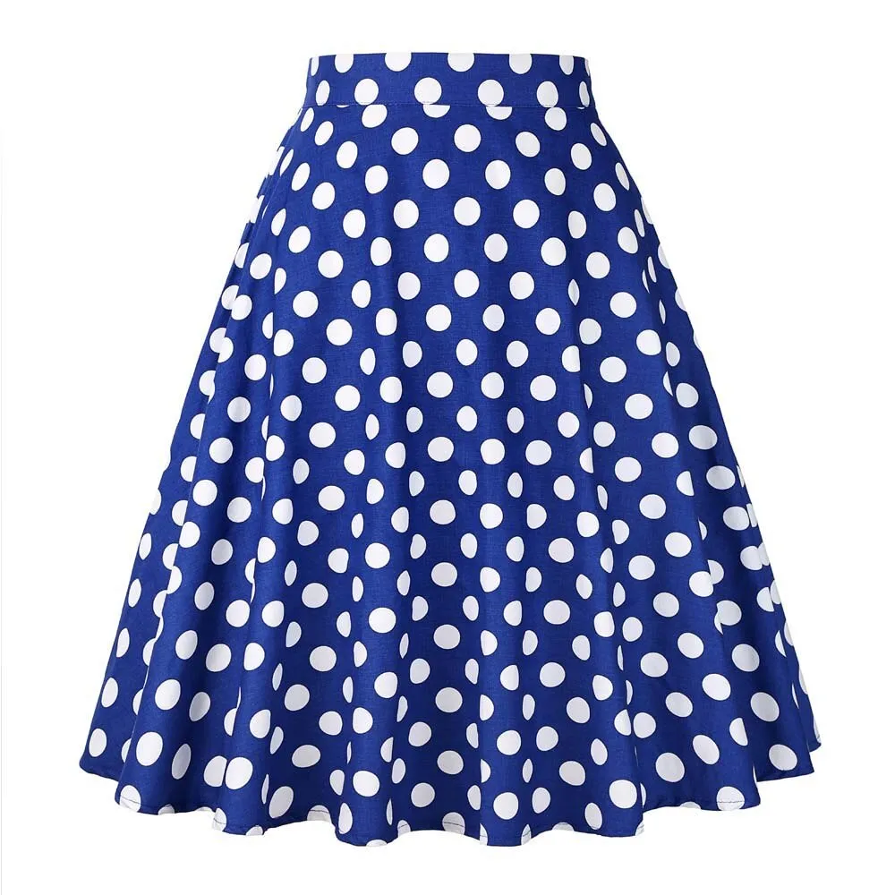 Sunflower Summer Pleated Skirts Womans Saias Midi Faldas 50s 1950s Vintage Women Big Swing Housewife Rockabilly Party Skirt
