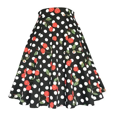 Sunflower Summer Pleated Skirts Womans Saias Midi Faldas 50s 1950s Vintage Women Big Swing Housewife Rockabilly Party Skirt