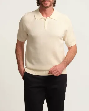 Three-Button Ribbed Sweater Polo