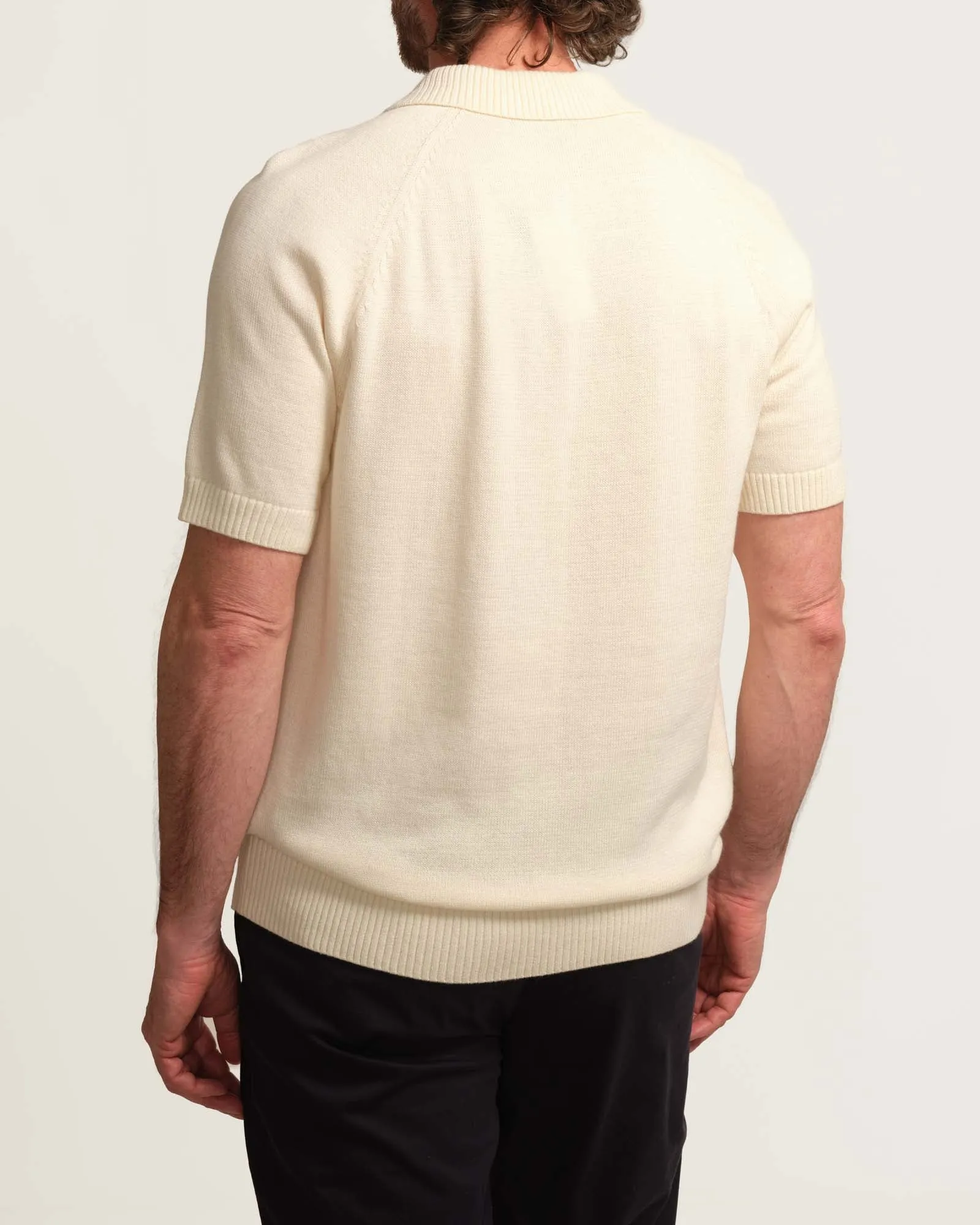 Three-Button Ribbed Sweater Polo