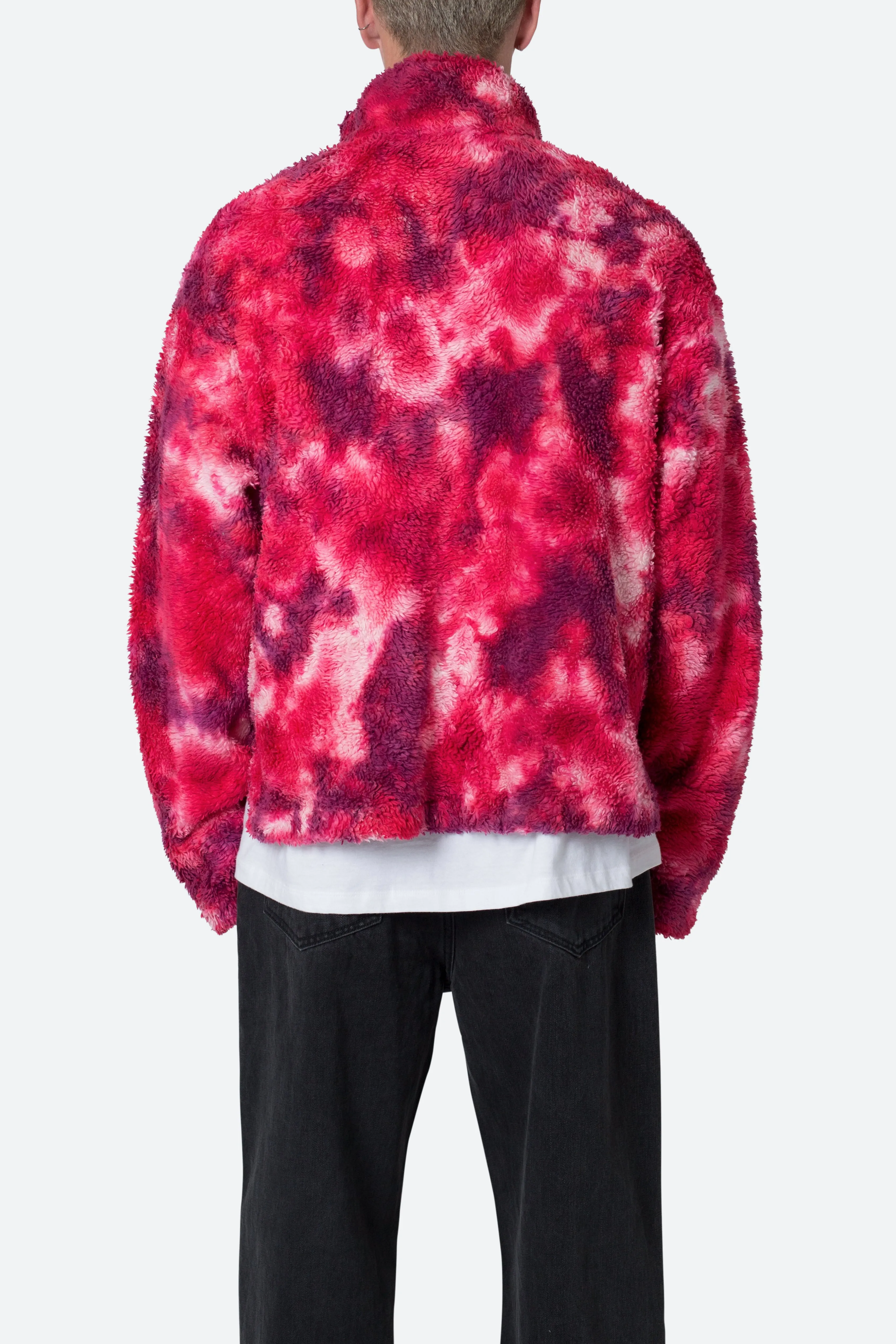 Tie Dye Sherpa Pullover Sweater - Magenta