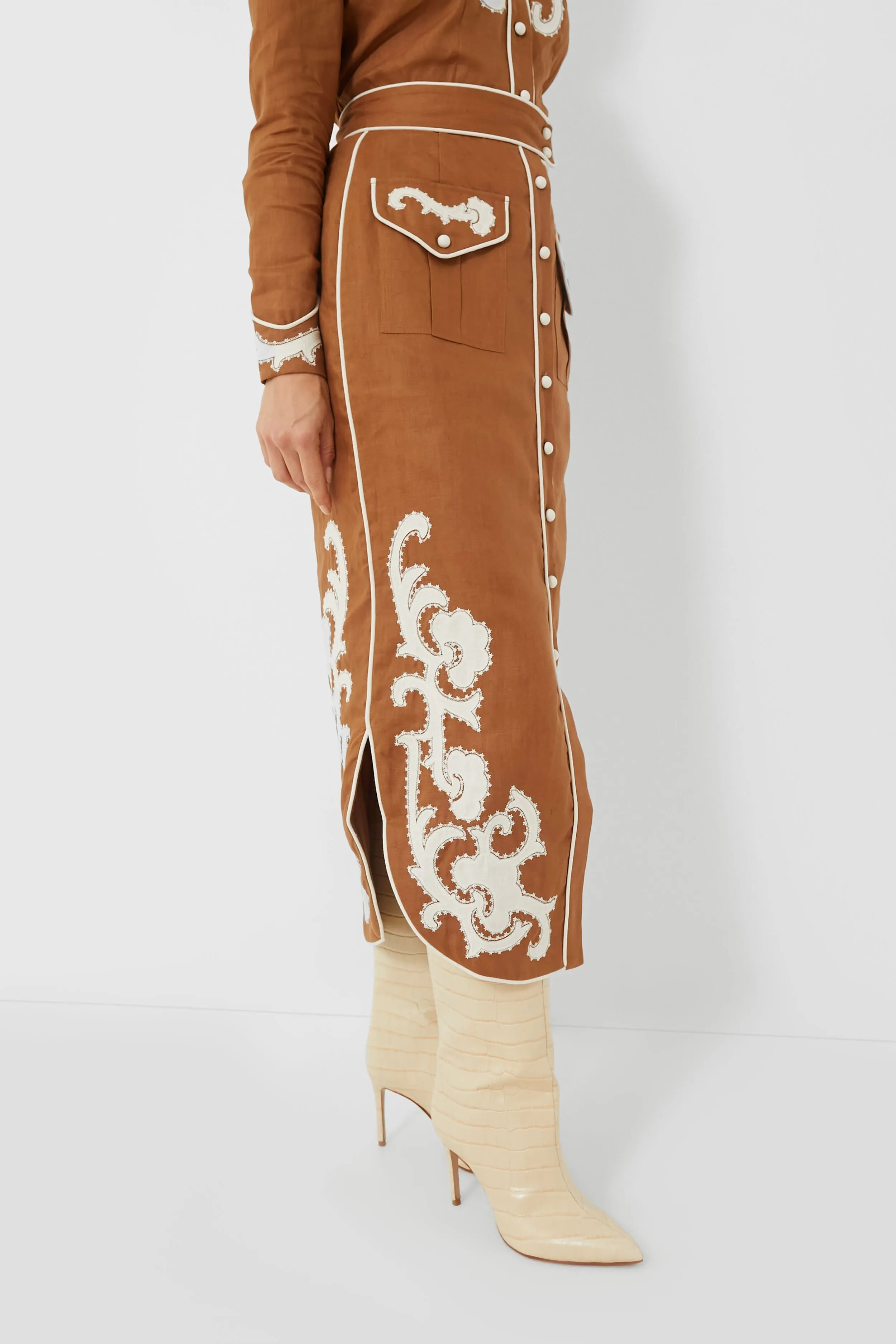 Tobacco Ruby Applique Skirt