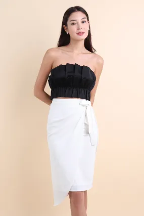 VERA TIE DRAPE SKIRT IN WHITE