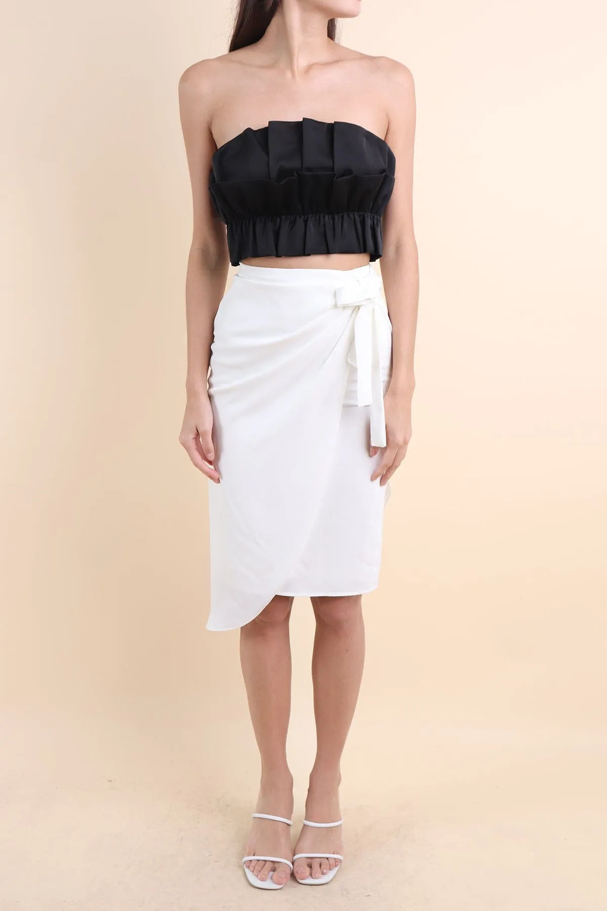 VERA TIE DRAPE SKIRT IN WHITE