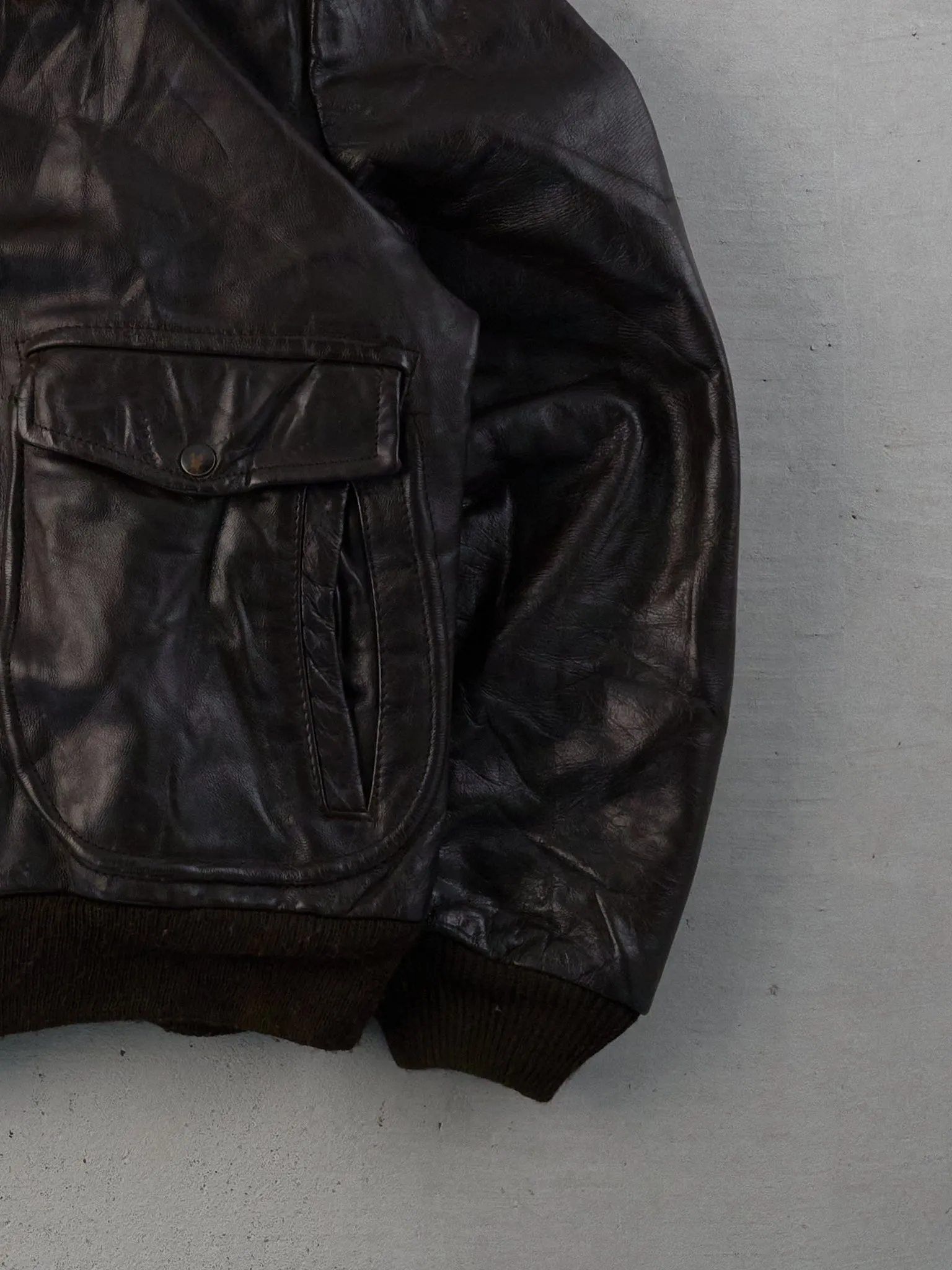 Vintage 70s Brown JC Penny Sherpa Flight Leather Jacket (M)