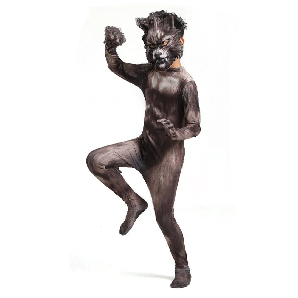 Werewolf Kid costume scary Halloween 3D Zentai Bodysuit
