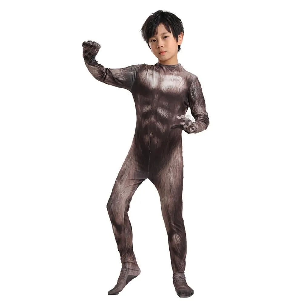 Werewolf Kid costume scary Halloween 3D Zentai Bodysuit