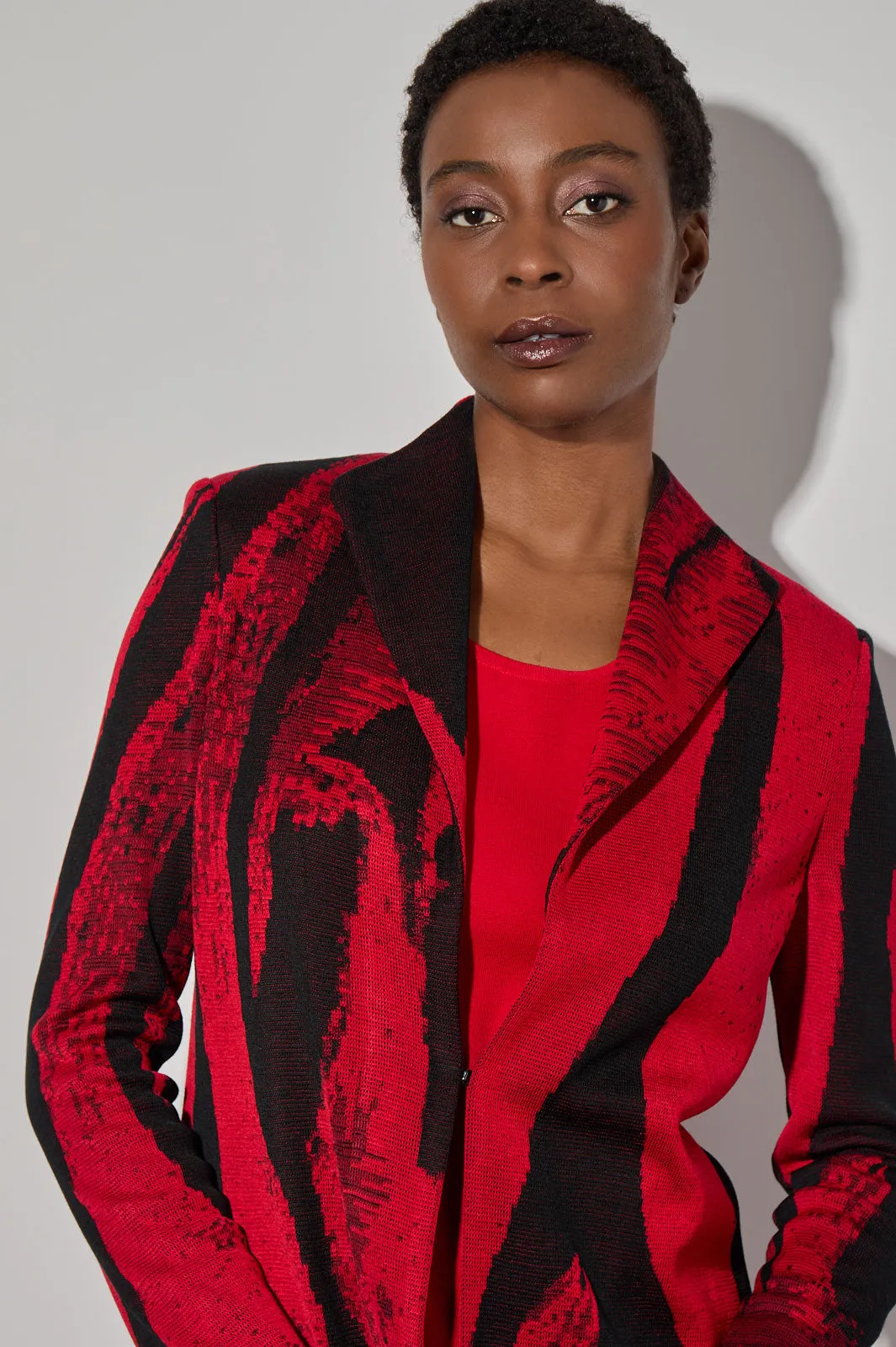 Wing Collar Jacquard Knit Jacket