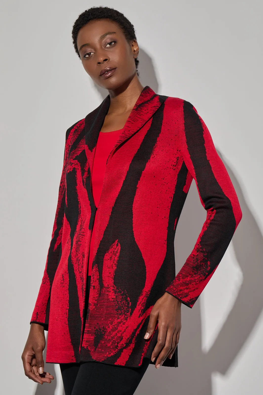Wing Collar Jacquard Knit Jacket