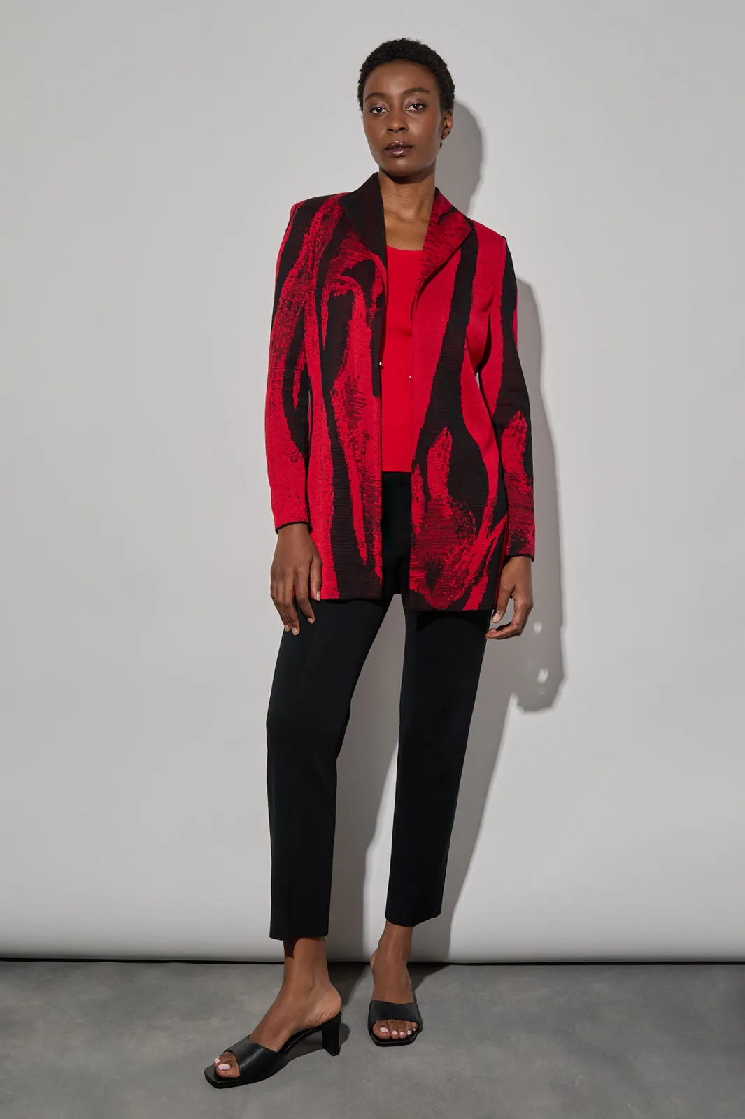 Wing Collar Jacquard Knit Jacket
